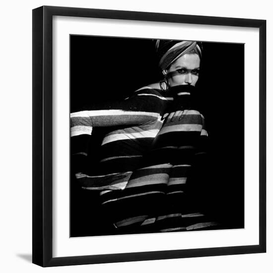 Horizontal Stripe Projection on Model, 1960s-John French-Framed Giclee Print