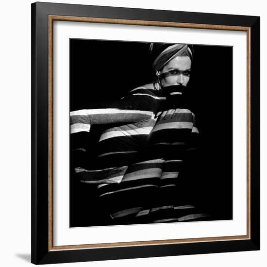 Horizontal Stripe Projection on Model, 1960s-John French-Framed Giclee Print