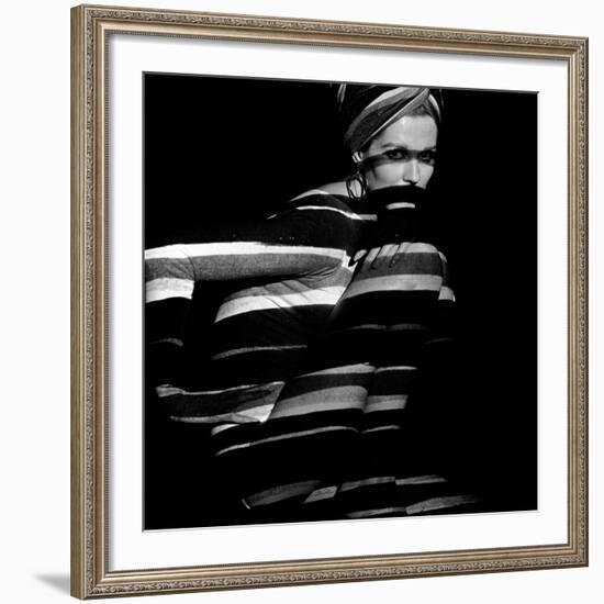 Horizontal Stripe Projection on Model, 1960s-John French-Framed Giclee Print