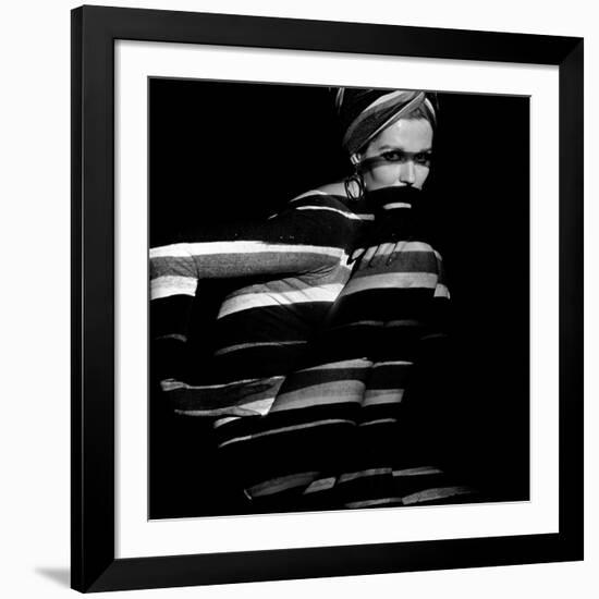 Horizontal Stripe Projection on Model, 1960s-John French-Framed Giclee Print