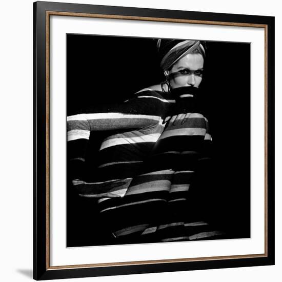 Horizontal Stripe Projection on Model, 1960s-John French-Framed Giclee Print