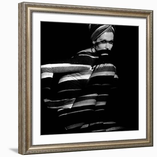 Horizontal Stripe Projection on Model, 1960s-John French-Framed Giclee Print