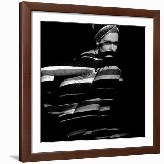 Horizontal Stripe Projection on Model, 1960s-John French-Framed Giclee Print