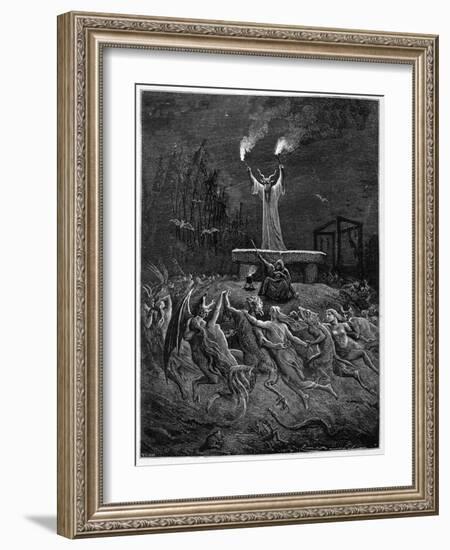 Horned Devil Presides Over the Sabbat-Emile Bayard-Framed Photographic Print