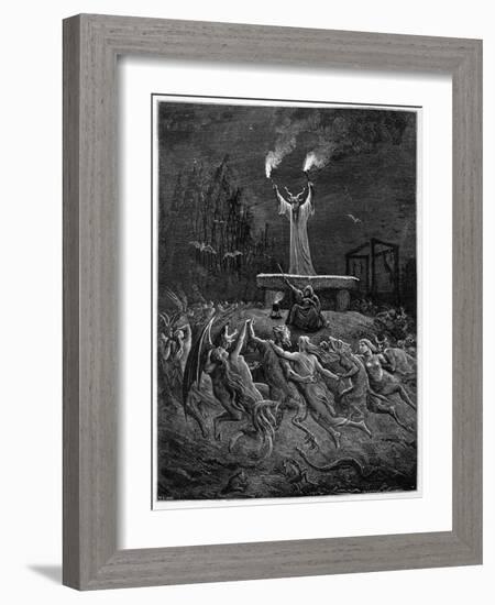 Horned Devil Presides Over the Sabbat-Emile Bayard-Framed Photographic Print