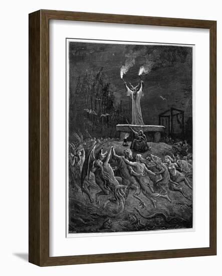 Horned Devil Presides Over the Sabbat-Emile Bayard-Framed Photographic Print