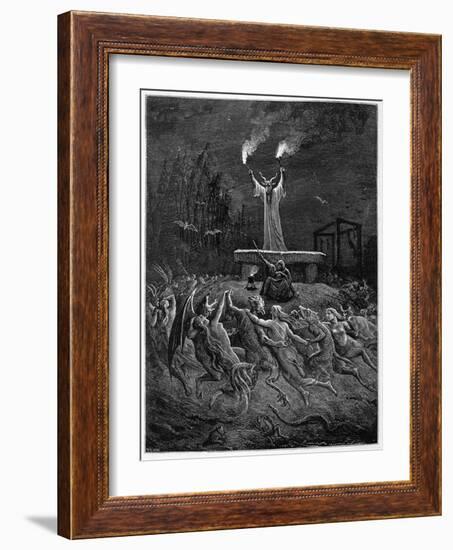 Horned Devil Presides Over the Sabbat-Emile Bayard-Framed Photographic Print