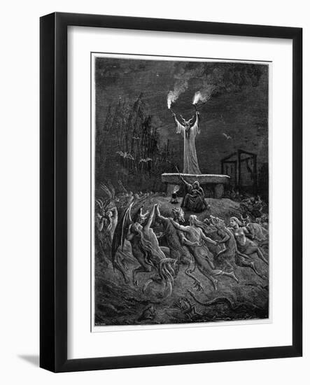 Horned Devil Presides Over the Sabbat-Emile Bayard-Framed Photographic Print