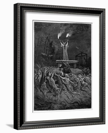 Horned Devil Presides Over the Sabbat-Emile Bayard-Framed Photographic Print