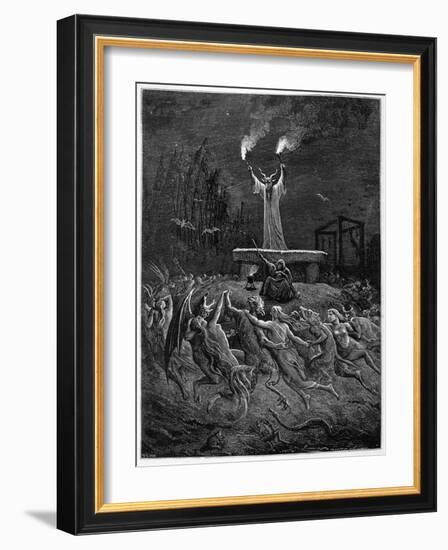 Horned Devil Presides Over the Sabbat-Emile Bayard-Framed Photographic Print