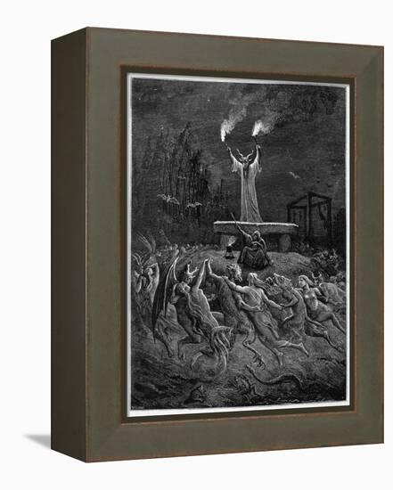 Horned Devil Presides Over the Sabbat-Emile Bayard-Framed Premier Image Canvas