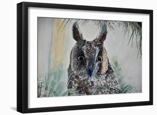 Horned Owl, 2018, (Watecolor)-Anthony Butera-Framed Giclee Print