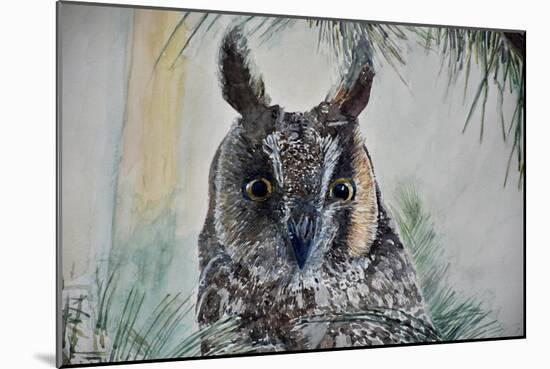 Horned Owl, 2018, (Watecolor)-Anthony Butera-Mounted Giclee Print