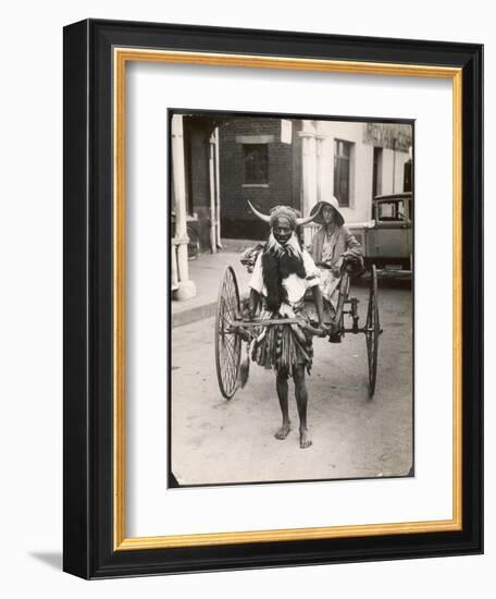 Horned Rickshaw Man in Bulawayo Southern Rhodesia-null-Framed Premium Giclee Print