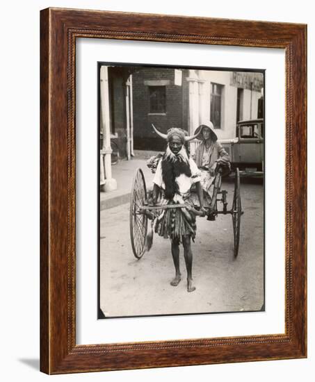 Horned Rickshaw Man in Bulawayo Southern Rhodesia-null-Framed Art Print