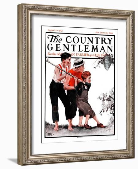 "Hornets' Nest," Country Gentleman Cover, August 25, 1923-WM. Hoople-Framed Giclee Print