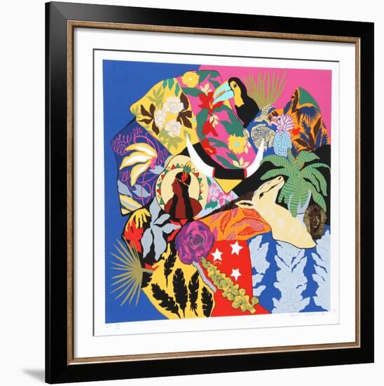 Horns of Plenty I-Hunt Slonem-Framed Serigraph