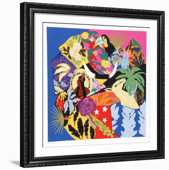 Horns of Plenty I-Hunt Slonem-Framed Serigraph