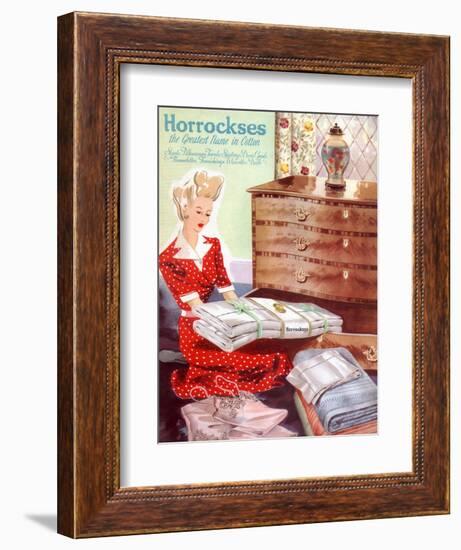 "Horrockses Of Preston-The Greatest Name In Cotton", Advert-1947-Horrockses-Framed Art Print