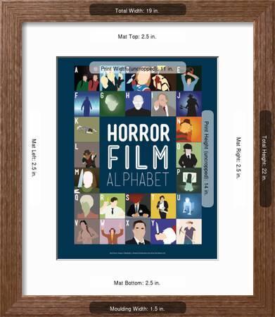 Horror Film Alphabet A To Z Mounted Print Stephen Wildish Art Com
