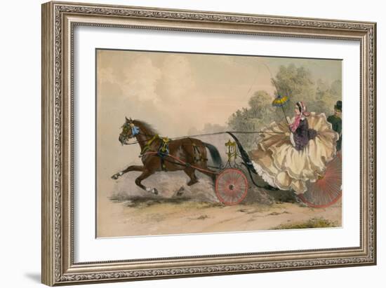 Horse and Carriage at Speed with a Lady at the Whip; Prostitution-English School-Framed Giclee Print