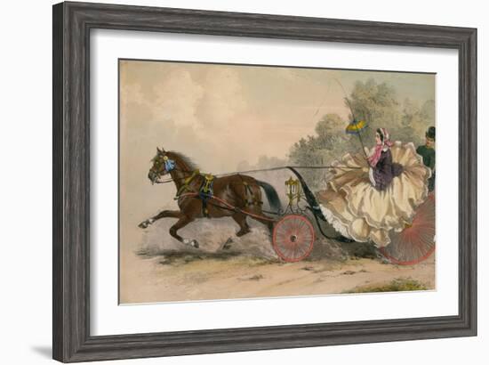 Horse and Carriage at Speed with a Lady at the Whip; Prostitution-English School-Framed Giclee Print