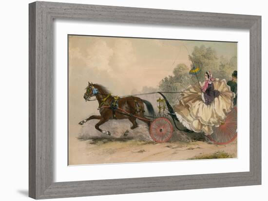 Horse and Carriage at Speed with a Lady at the Whip; Prostitution-English School-Framed Giclee Print