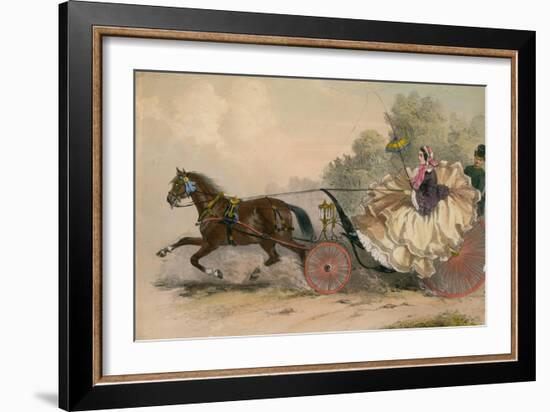 Horse and Carriage at Speed with a Lady at the Whip; Prostitution-English School-Framed Giclee Print