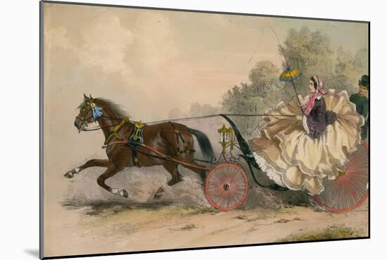 Horse and Carriage at Speed with a Lady at the Whip; Prostitution-English School-Mounted Giclee Print