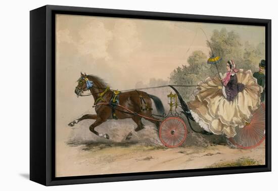 Horse and Carriage at Speed with a Lady at the Whip; Prostitution-English School-Framed Premier Image Canvas