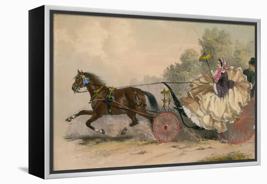 Horse and Carriage at Speed with a Lady at the Whip; Prostitution-English School-Framed Premier Image Canvas