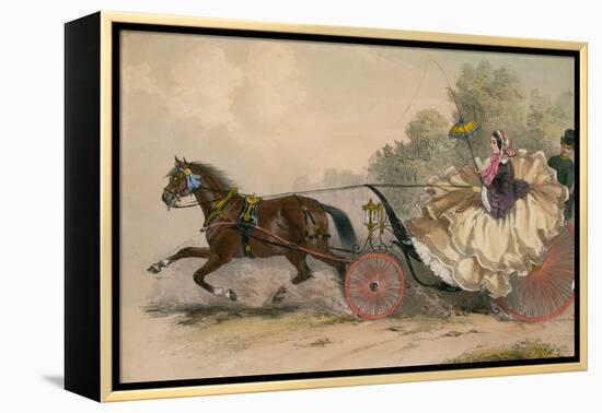 Horse and Carriage at Speed with a Lady at the Whip; Prostitution-English School-Framed Premier Image Canvas