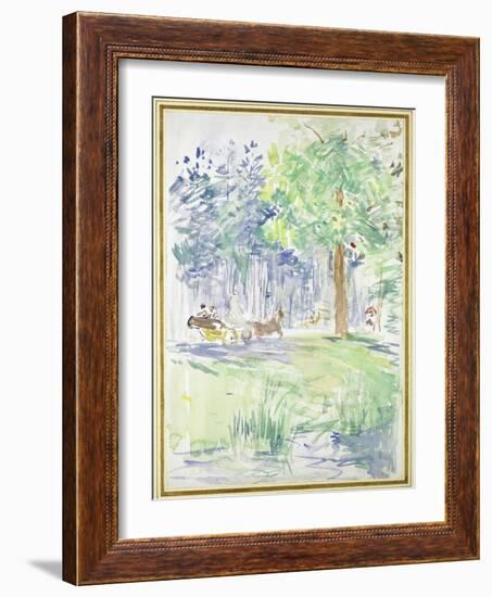 Horse and Carriage on a Woodland Road, after 1883 (Watercolour on White Wove Paper)-Berthe Morisot-Framed Giclee Print