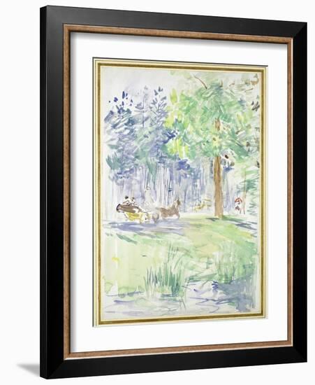 Horse and Carriage on a Woodland Road, after 1883 (Watercolour on White Wove Paper)-Berthe Morisot-Framed Giclee Print