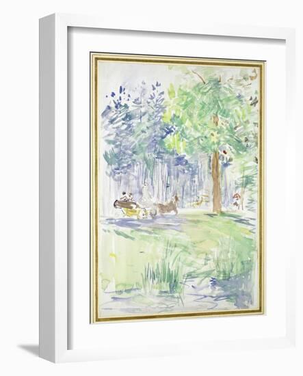 Horse and Carriage on a Woodland Road, after 1883 (Watercolour on White Wove Paper)-Berthe Morisot-Framed Giclee Print