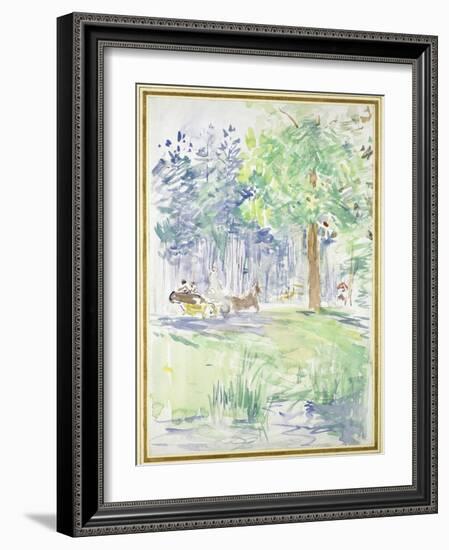 Horse and Carriage on a Woodland Road, after 1883 (Watercolour on White Wove Paper)-Berthe Morisot-Framed Giclee Print