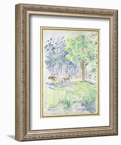 Horse and Carriage on a Woodland Road, after 1883 (Watercolour on White Wove Paper)-Berthe Morisot-Framed Giclee Print