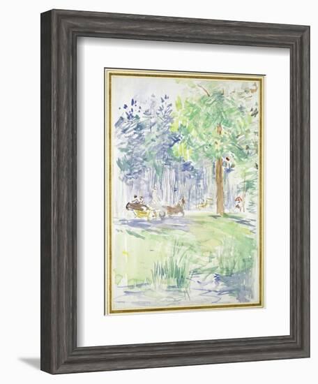 Horse and Carriage on a Woodland Road, after 1883 (Watercolour on White Wove Paper)-Berthe Morisot-Framed Giclee Print