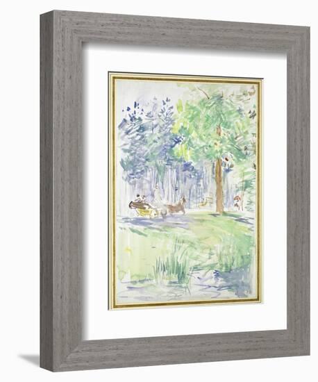 Horse and Carriage on a Woodland Road, after 1883 (Watercolour on White Wove Paper)-Berthe Morisot-Framed Giclee Print