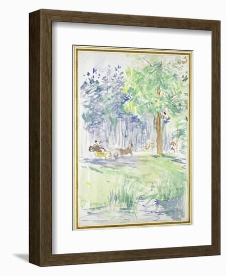 Horse and Carriage on a Woodland Road, after 1883 (Watercolour on White Wove Paper)-Berthe Morisot-Framed Giclee Print