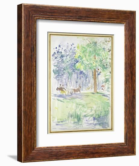 Horse and Carriage on a Woodland Road, after 1883 (Watercolour on White Wove Paper)-Berthe Morisot-Framed Giclee Print