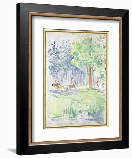 Horse and Carriage on a Woodland Road, after 1883 (Watercolour on White Wove Paper)-Berthe Morisot-Framed Giclee Print