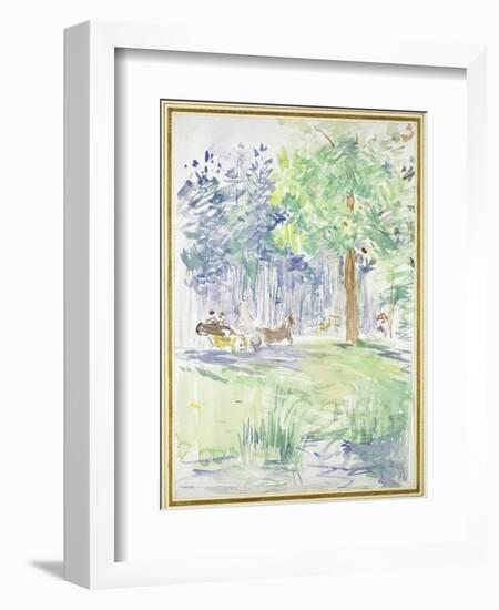 Horse and Carriage on a Woodland Road, after 1883 (Watercolour on White Wove Paper)-Berthe Morisot-Framed Giclee Print