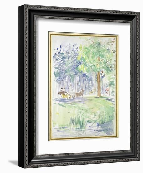 Horse and Carriage on a Woodland Road, after 1883 (Watercolour on White Wove Paper)-Berthe Morisot-Framed Giclee Print