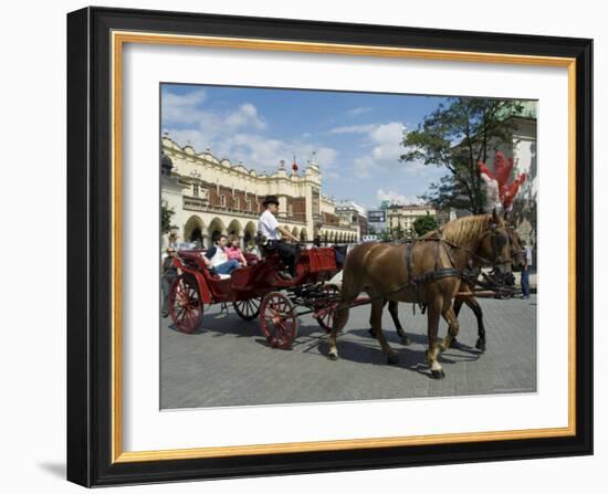 Horse and Carriages in Main Market Square, Old Town District, Krakow, Poland-R H Productions-Framed Photographic Print