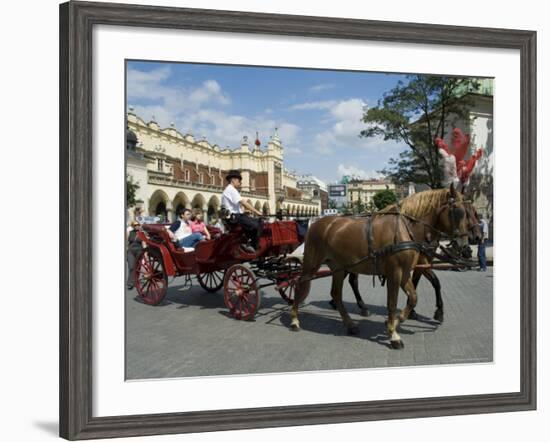 Horse and Carriages in Main Market Square, Old Town District, Krakow, Poland-R H Productions-Framed Photographic Print