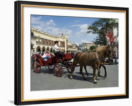 Horse and Carriages in Main Market Square, Old Town District, Krakow, Poland-R H Productions-Framed Photographic Print