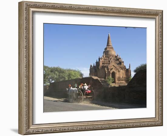 Horse and Cart by Buddhist Temples of Bagan, Myanmar (Burma)-Julio Etchart-Framed Photographic Print