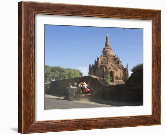 Horse and Cart by Buddhist Temples of Bagan, Myanmar (Burma)-Julio Etchart-Framed Photographic Print