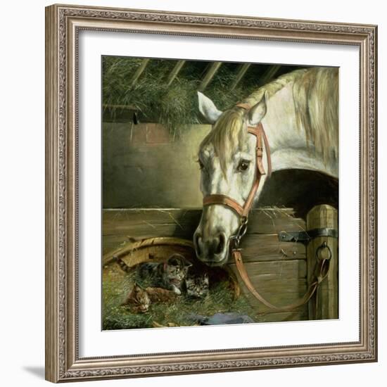 Horse and Kittens, 1890-Moritz Muller-Framed Giclee Print